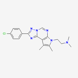 molecular formula C19H21ClN6 B5696237 2-[2-(4-chlorophenyl)-8,9-dimethyl-7H-pyrrolo[3,2-e][1,2,4]triazolo[1,5-c]pyrimidin-7-yl]-N,N-dimethylethanamine 