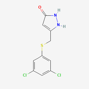 molecular formula C10H8Cl2N2OS B569630 5-(((3,5-二氯苯基)硫代)甲基)-1H-吡唑-3(2H)-酮 CAS No. 1227692-56-9