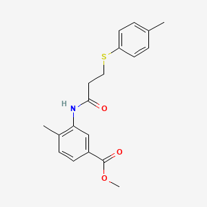 molecular formula C19H21NO3S B5696318 methyl 4-methyl-3-({3-[(4-methylphenyl)thio]propanoyl}amino)benzoate 