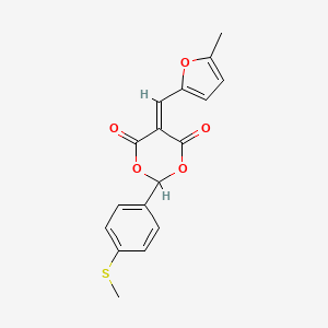molecular formula C17H14O5S B5696338 5-[(5-methyl-2-furyl)methylene]-2-[4-(methylthio)phenyl]-1,3-dioxane-4,6-dione 