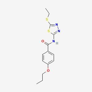 molecular formula C14H17N3O2S2 B5696349 N-[5-(ethylthio)-1,3,4-thiadiazol-2-yl]-4-propoxybenzamide 