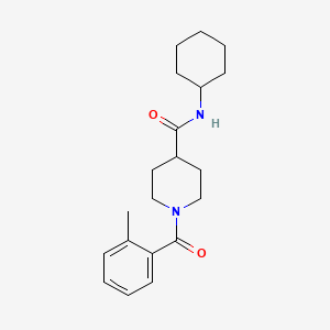 molecular formula C20H28N2O2 B5696463 N-cyclohexyl-1-(2-methylbenzoyl)-4-piperidinecarboxamide 
