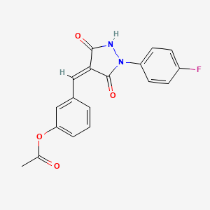 molecular formula C18H13FN2O4 B5696542 3-{[1-(4-fluorophenyl)-3,5-dioxo-4-pyrazolidinylidene]methyl}phenyl acetate 