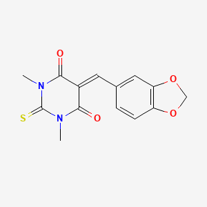 molecular formula C14H12N2O4S B5696591 5-(1,3-benzodioxol-5-ylmethylene)-1,3-dimethyl-2-thioxodihydro-4,6(1H,5H)-pyrimidinedione 