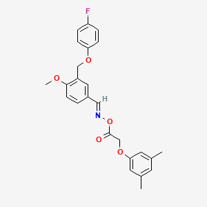 molecular formula C25H24FNO5 B5696610 3-[(4-fluorophenoxy)methyl]-4-methoxybenzaldehyde O-[2-(3,5-dimethylphenoxy)acetyl]oxime 
