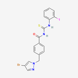 molecular formula C18H14BrIN4OS B5696670 4-[(4-bromo-1H-pyrazol-1-yl)methyl]-N-{[(2-iodophenyl)amino]carbonothioyl}benzamide 