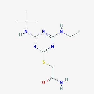 molecular formula C11H20N6OS B5696798 2-{[4-(tert-butylamino)-6-(ethylamino)-1,3,5-triazin-2-yl]thio}acetamide 