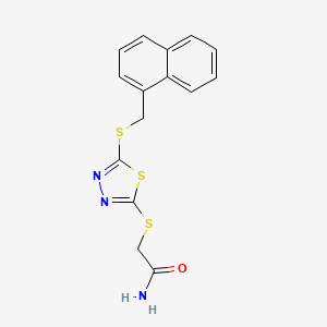 molecular formula C15H13N3OS3 B5696900 2-({5-[(1-naphthylmethyl)thio]-1,3,4-thiadiazol-2-yl}thio)acetamide 
