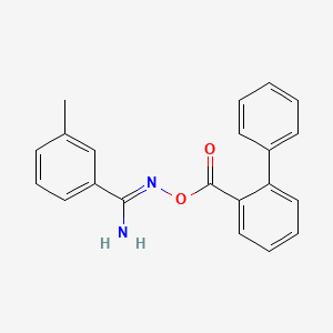 molecular formula C21H18N2O2 B5696997 N'-[(2-biphenylylcarbonyl)oxy]-3-methylbenzenecarboximidamide 