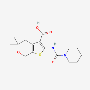 molecular formula C16H22N2O4S B5697067 5,5-dimethyl-2-[(1-piperidinylcarbonyl)amino]-4,7-dihydro-5H-thieno[2,3-c]pyran-3-carboxylic acid 