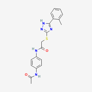 molecular formula C19H19N5O2S B5697174 N-[4-(acetylamino)phenyl]-2-{[5-(2-methylphenyl)-4H-1,2,4-triazol-3-yl]thio}acetamide 
