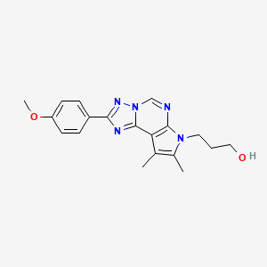molecular formula C19H21N5O2 B5697218 3-[2-(4-methoxyphenyl)-8,9-dimethyl-7H-pyrrolo[3,2-e][1,2,4]triazolo[1,5-c]pyrimidin-7-yl]-1-propanol 