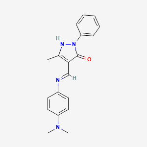 molecular formula C19H20N4O B5697476 4-({[4-(dimethylamino)phenyl]amino}methylene)-5-methyl-2-phenyl-2,4-dihydro-3H-pyrazol-3-one 
