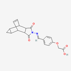 molecular formula C20H18N2O5 B5697497 (4-{[(3,5-dioxo-4-azatetracyclo[5.3.2.0~2,6~.0~8,10~]dodec-11-en-4-yl)imino]methyl}phenoxy)acetic acid 