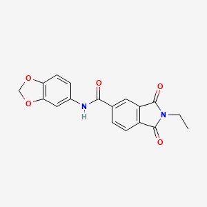 molecular formula C18H14N2O5 B5697698 N-1,3-benzodioxol-5-yl-2-ethyl-1,3-dioxo-5-isoindolinecarboxamide 