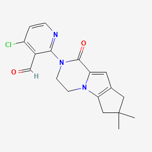 molecular formula C18H18ClN3O2 B569792 4-Chloro-2-(7,7-dimethyl-1-oxo-3,4,7,8-tetrahydro-1H-cyclopenta[4,5]pyrrolo[1,2-a]pyrazin-2(6H)-yl)nicotinaldehyde CAS No. 1434050-55-1
