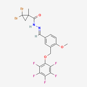 2,2-dibromo-N'-{4-methoxy-3-[(pentafluorophenoxy)methyl]benzylidene}-1-methylcyclopropanecarbohydrazide
