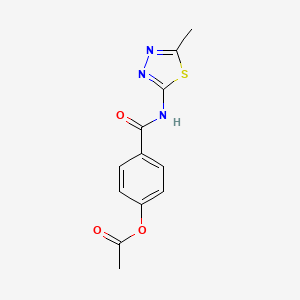 molecular formula C12H11N3O3S B5697962 4-{[(5-methyl-1,3,4-thiadiazol-2-yl)amino]carbonyl}phenyl acetate 
