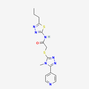molecular formula C15H17N7OS2 B5698042 2-{[4-methyl-5-(4-pyridinyl)-4H-1,2,4-triazol-3-yl]thio}-N-(5-propyl-1,3,4-thiadiazol-2-yl)acetamide 