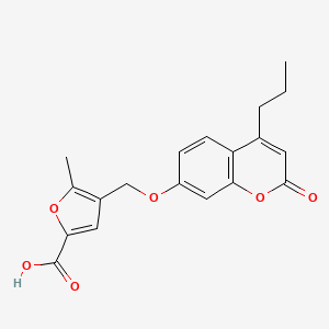 molecular formula C19H18O6 B5698141 5-methyl-4-{[(2-oxo-4-propyl-2H-chromen-7-yl)oxy]methyl}-2-furoic acid 