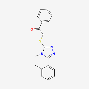 molecular formula C18H17N3OS B5698286 2-{[4-methyl-5-(2-methylphenyl)-4H-1,2,4-triazol-3-yl]thio}-1-phenylethanone 