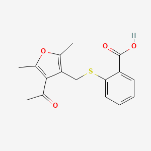 molecular formula C16H16O4S B5698322 2-{[(4-acetyl-2,5-dimethyl-3-furyl)methyl]thio}benzoic acid 