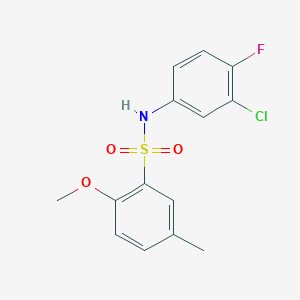 molecular formula C14H13ClFNO3S B5698397 N-(3-chloro-4-fluorophenyl)-2-methoxy-5-methylbenzenesulfonamide 