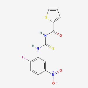molecular formula C12H8FN3O3S2 B5698402 N-{[(2-fluoro-5-nitrophenyl)amino]carbonothioyl}-2-thiophenecarboxamide 