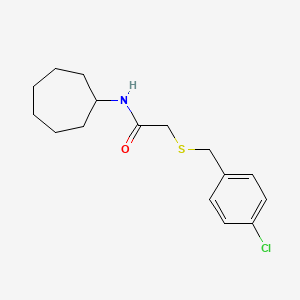 molecular formula C16H22ClNOS B5698438 2-[(4-chlorobenzyl)thio]-N-cycloheptylacetamide 