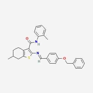 molecular formula C31H30N2O2S B5698548 2-{[4-(benzyloxy)benzylidene]amino}-6-methyl-N-(2-methylphenyl)-4,5,6,7-tetrahydro-1-benzothiophene-3-carboxamide 