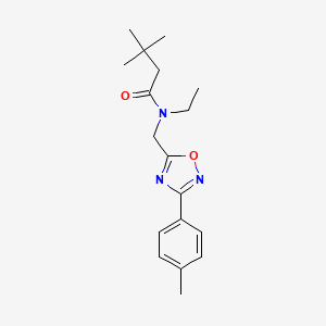 molecular formula C18H25N3O2 B5698577 N-ethyl-3,3-dimethyl-N-{[3-(4-methylphenyl)-1,2,4-oxadiazol-5-yl]methyl}butanamide 