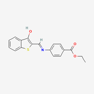 molecular formula C18H15NO3S B5698625 ethyl 4-{[(3-oxo-1-benzothien-2(3H)-ylidene)methyl]amino}benzoate 