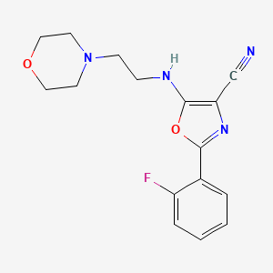 2-(2-fluorophenyl)-5-{[2-(4-morpholinyl)ethyl]amino}-1,3-oxazole-4-carbonitrile