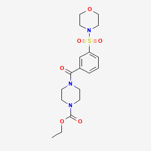 molecular formula C18H25N3O6S B5699358 ethyl 4-[3-(4-morpholinylsulfonyl)benzoyl]-1-piperazinecarboxylate 