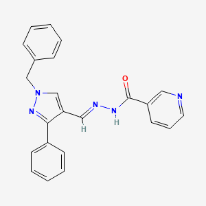 molecular formula C23H19N5O B5699493 N'-[(1-benzyl-3-phenyl-1H-pyrazol-4-yl)methylene]nicotinohydrazide 