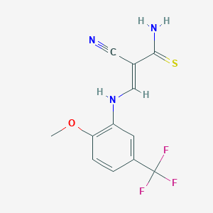 2-cyano-3-{[2-methoxy-5-(trifluoromethyl)phenyl]amino}-2-propenethioamide
