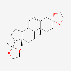 molecular formula C25H36O4 B569966 (10S,13S)-10,13-dimethyl-17-(2-methyl-1,3-dioxolan-2-yl)spiro[1,2,4,9,11,12,14,15,16,17-decahydrocyclopenta[a]phenanthrene-3,2'-1,3-dioxolane] CAS No. 5488-51-7