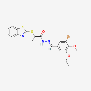 molecular formula C21H22BrN3O3S2 B5699971 2-(1,3-benzothiazol-2-ylthio)-N'-(3-bromo-4,5-diethoxybenzylidene)propanohydrazide 