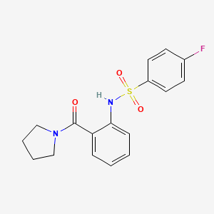 molecular formula C17H17FN2O3S B5700015 4-fluoro-N-[2-(1-pyrrolidinylcarbonyl)phenyl]benzenesulfonamide 