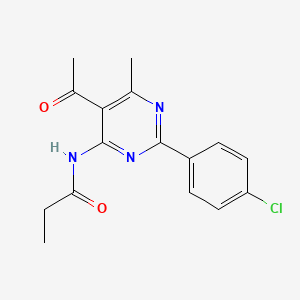 molecular formula C16H16ClN3O2 B5700196 N-[5-acetyl-2-(4-chlorophenyl)-6-methyl-4-pyrimidinyl]propanamide 