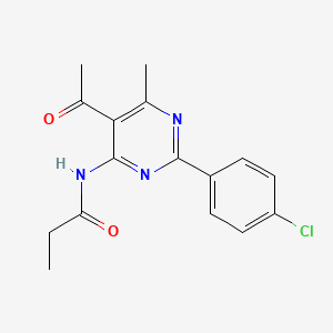 N-[5-acetyl-2-(4-chlorophenyl)-6-methylpyrimidin-4-yl]propanamide