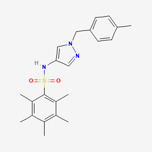 2,3,4,5,6-pentamethyl-N-[1-(4-methylbenzyl)-1H-pyrazol-4-yl]benzenesulfonamide