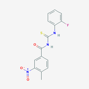molecular formula C15H12FN3O3S B5700331 N-{[(2-fluorophenyl)amino]carbonothioyl}-4-methyl-3-nitrobenzamide 