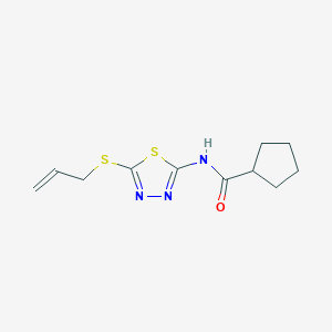 molecular formula C11H15N3OS2 B5700379 N-[5-(allylthio)-1,3,4-thiadiazol-2-yl]cyclopentanecarboxamide 