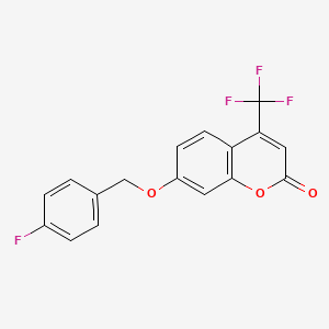 molecular formula C17H10F4O3 B5700392 7-[(4-fluorobenzyl)oxy]-4-(trifluoromethyl)-2H-chromen-2-one 