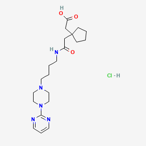 B570049 2-[1-[2-Oxo-2-[4-(4-pyrimidin-2-ylpiperazin-1-yl)butylamino]ethyl]cyclopentyl]acetic acid;hydrochloride CAS No. 257877-46-6