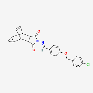 molecular formula C25H21ClN2O3 B5700527 4-({4-[(4-chlorobenzyl)oxy]benzylidene}amino)-4-azatetracyclo[5.3.2.0~2,6~.0~8,10~]dodec-11-ene-3,5-dione 