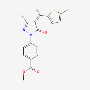 molecular formula C18H16N2O3S B5700703 methyl 4-{3-methyl-4-[(5-methyl-2-thienyl)methylene]-5-oxo-4,5-dihydro-1H-pyrazol-1-yl}benzoate 