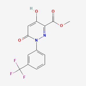 molecular formula C13H9F3N2O4 B570076 4-羟基-6-氧代-1-(3-(三氟甲基)苯基)-1,6-二氢哒嗪-3-羧酸甲酯 CAS No. 121582-55-6