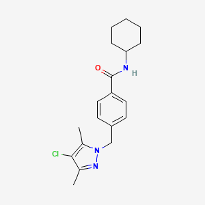 molecular formula C19H24ClN3O B5700998 4-[(4-chloro-3,5-dimethyl-1H-pyrazol-1-yl)methyl]-N-cyclohexylbenzamide 